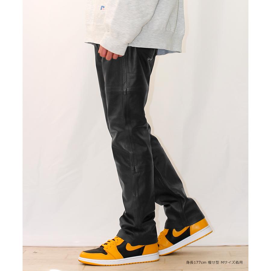 レザーパンツ ボトムス ストレート メンズ ブラック 革パンツ 皮パンツ 本革 牛革 カウレザー L1112 |  | 02