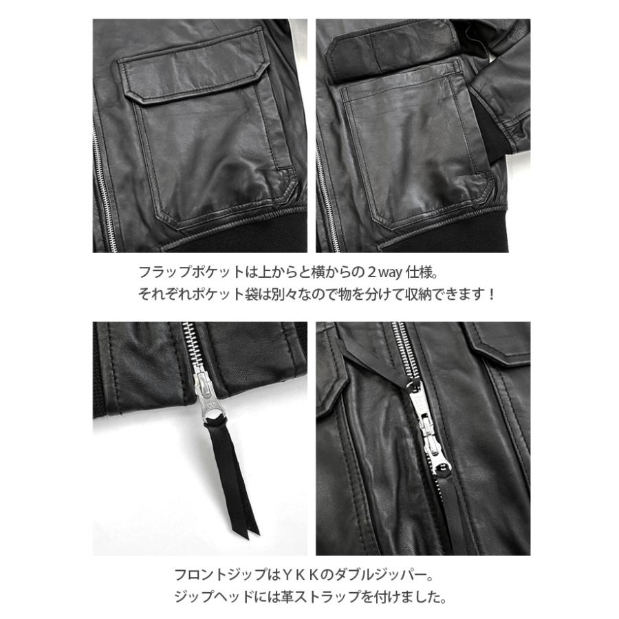 ラムレザー　サンタバーバラ　A-2 フライトジャケット　黒　XL ラムレザー サンタバーバラ A-2 フライトジャケット 黒 XL ラムレザー