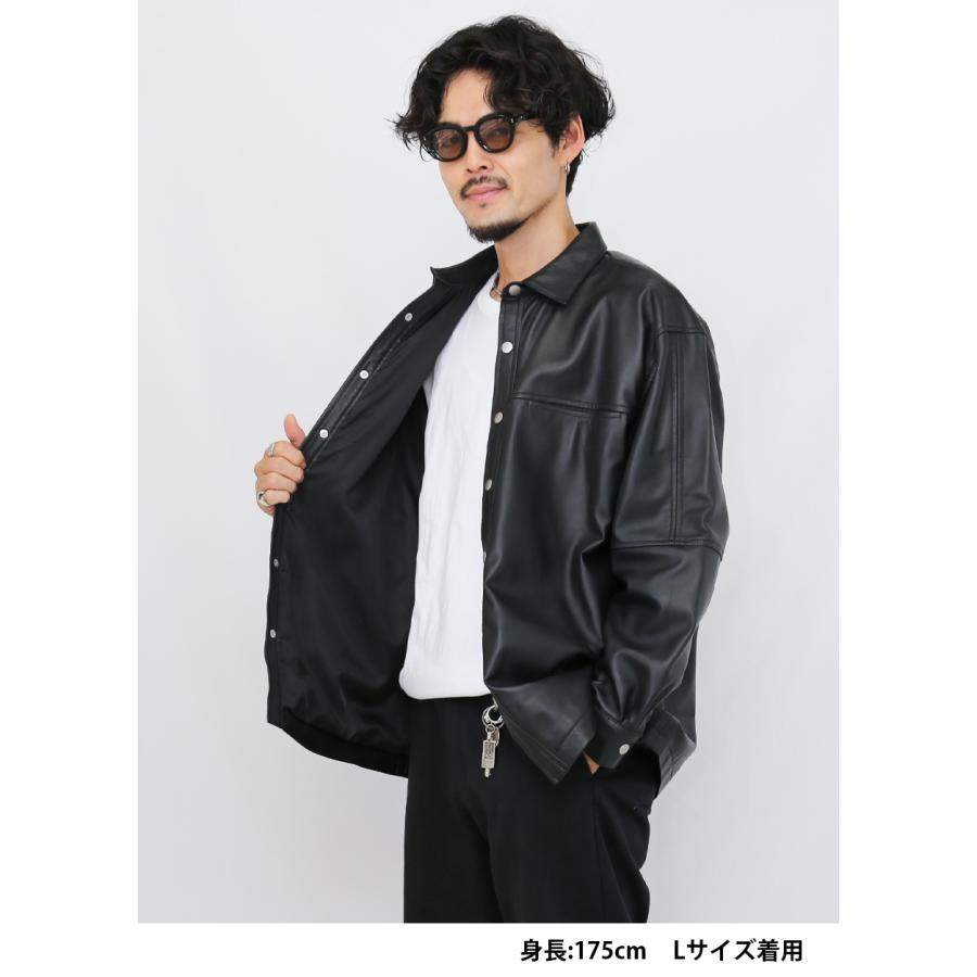 本革 ラムレザー レザーシャツ 長袖 メンズ ユニセックス ブラック L1206 |  | 10