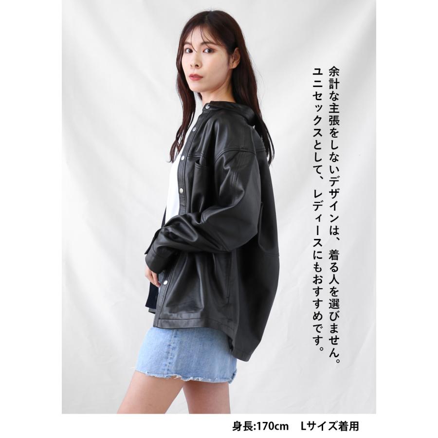 本革 ラムレザー レザーシャツ 長袖 メンズ ユニセックス ブラック L1206 |  | 13