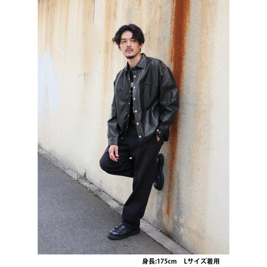 本革 ラムレザー レザーシャツ 長袖 メンズ ユニセックス ブラック L1206 |  | 04