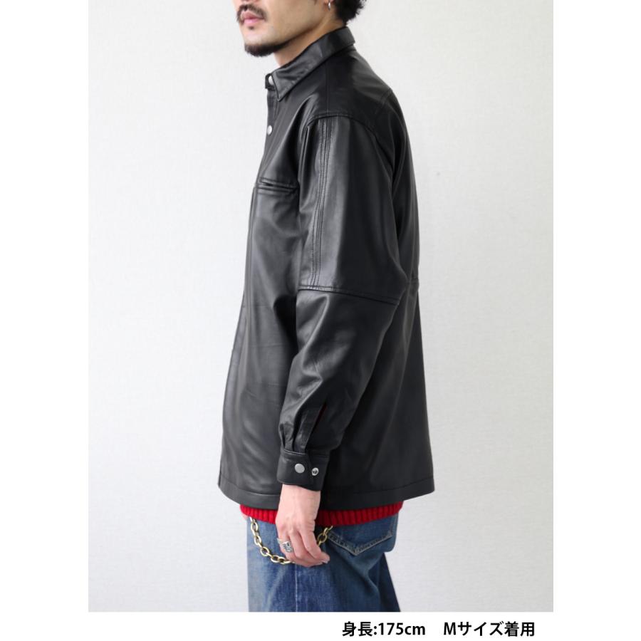 本革 ラムレザー レザーシャツ 長袖 メンズ ユニセックス ブラック L1206 |  | 07