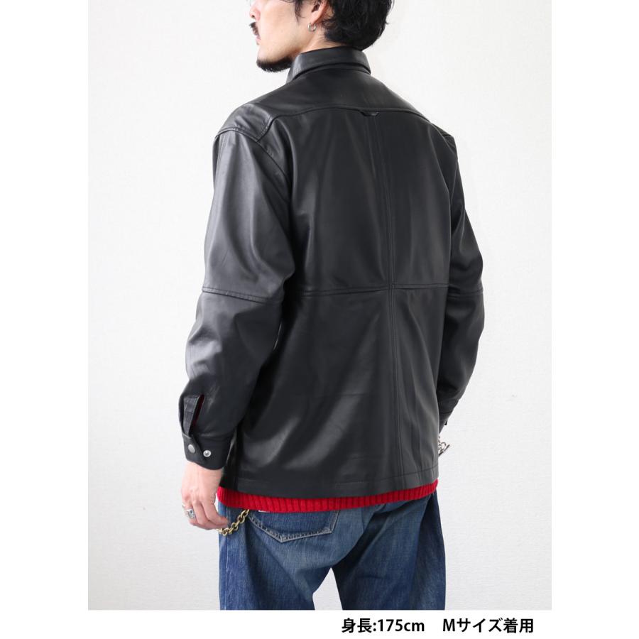 本革 ラムレザー レザーシャツ 長袖 メンズ ユニセックス ブラック L1206 |  | 08
