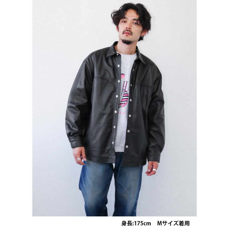 本革 ラムレザー レザーシャツ 長袖 メンズ ユニセックス ブラック L1206 |  | 09