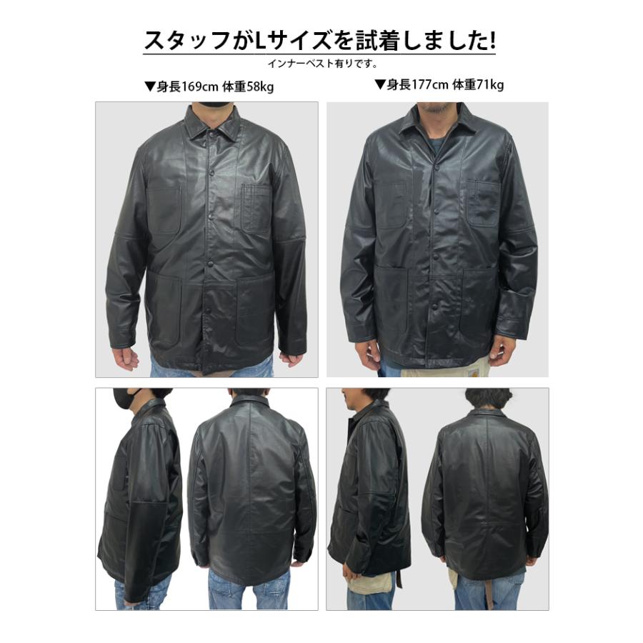 レザージャケット カバーオールジャケット インナーベスト付き 2way 革ジャン ベスト M-XL ブラック  L1208 |  | 17