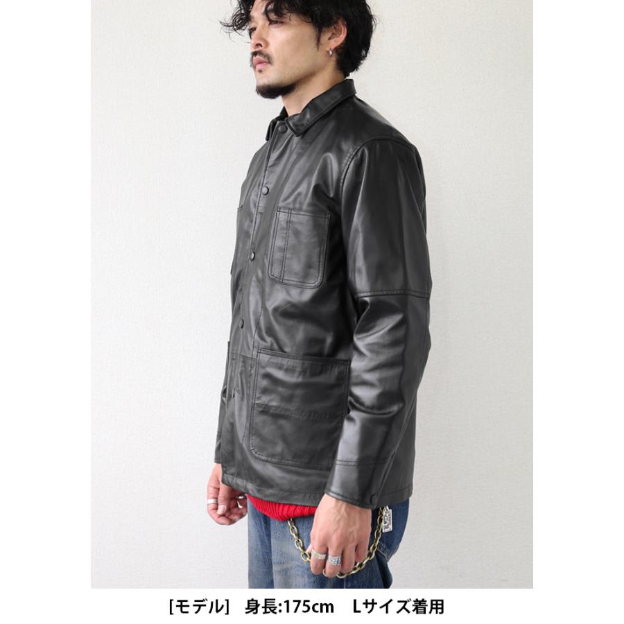 レザージャケット カバーオールジャケット インナーベスト付き 2way 革ジャン ベスト M-XL ブラック  L1208 |  | 03