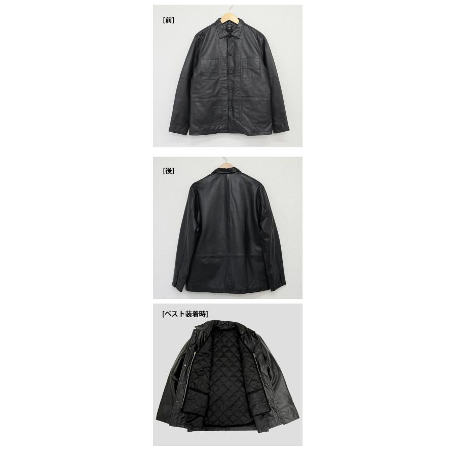 レザージャケット カバーオールジャケット インナーベスト付き 2way 革ジャン ベスト M-XL ブラック  L1208 |  | 05