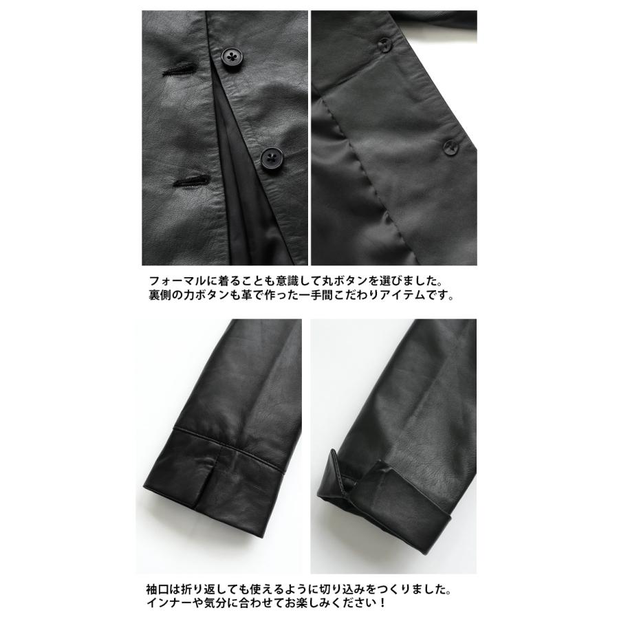 レザージャケット ノーカラージャケット ジャケット 長袖 ポケット レディース ラムレザー 本革 L1225 |  | 11