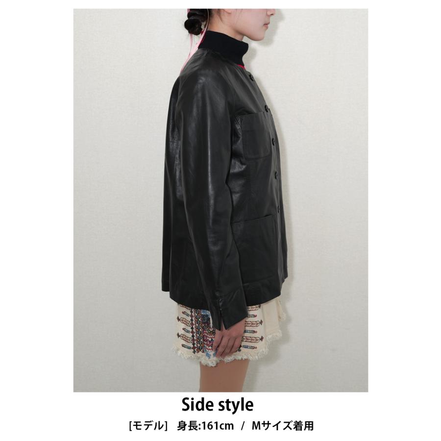 レザージャケット ノーカラージャケット ジャケット 長袖 ポケット レディース ラムレザー 本革 L1225 |  | 14