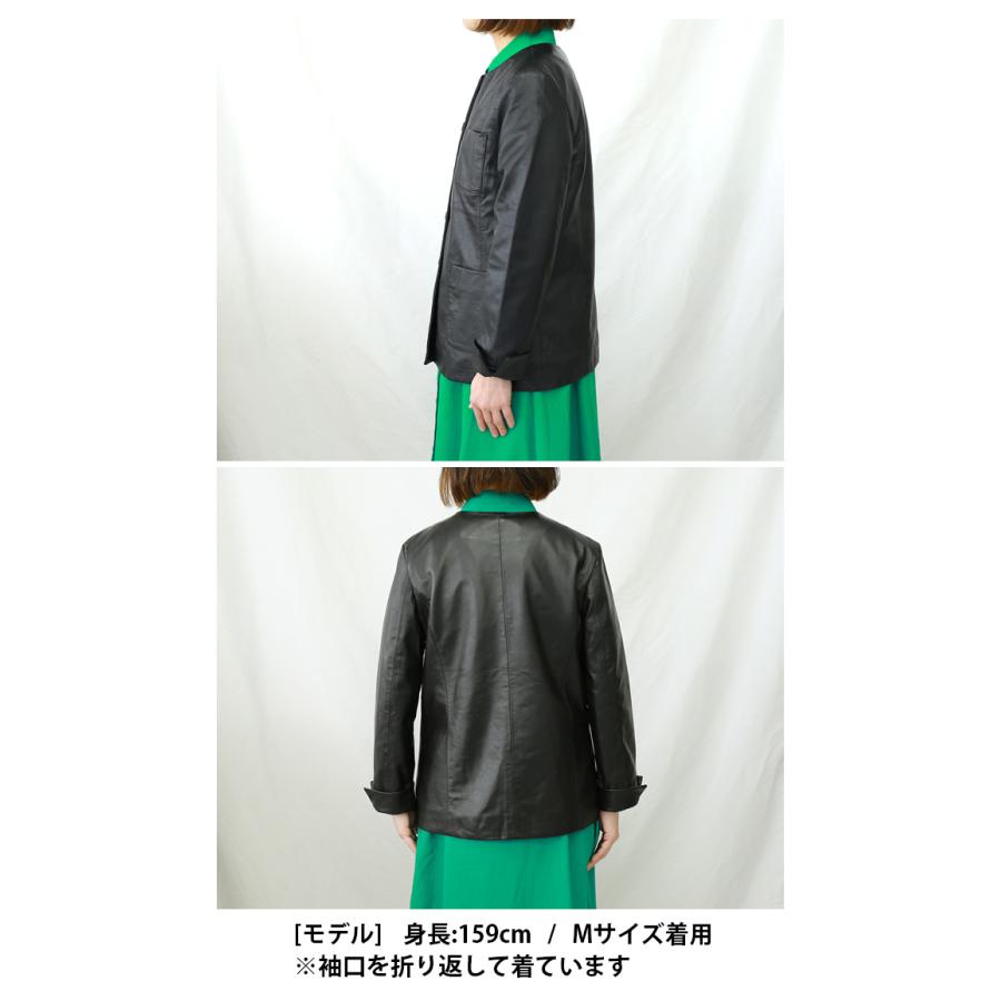レザージャケット ノーカラージャケット ジャケット 長袖 ポケット レディース ラムレザー 本革 L1225 |  | 17