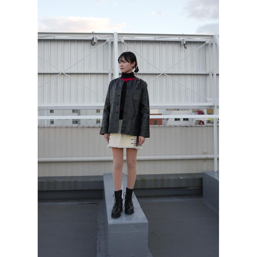 レザージャケット ノーカラージャケット ジャケット 長袖 ポケット レディース ラムレザー 本革 L1225 |  | 05