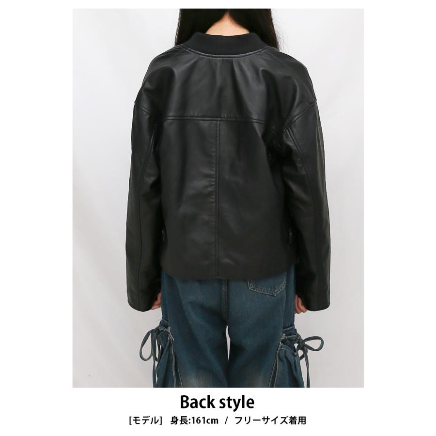 レザージャケット ブルゾン ショート丈 革ジャンアウター レディース 本革 黒 ブラック L1241 |  | 10