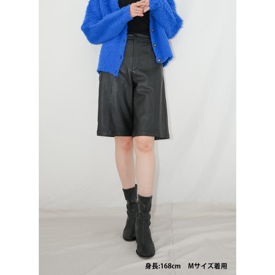 レザーパンツ 革パンツ ボトムス ハーフパンツ ハーフ丈 レディース 本革 ラムレザー レザー ブラック L1251 |  | 09