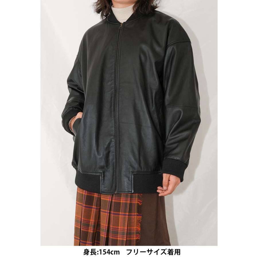 レザージャケット ブルゾン オーバーサイズ MA-1 革ジャン アウター