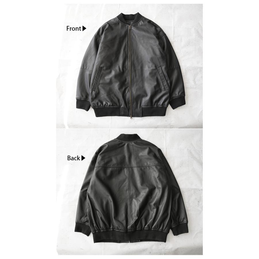 レザージャケット ブルゾン オーバーサイズ MA-1 革ジャン アウター