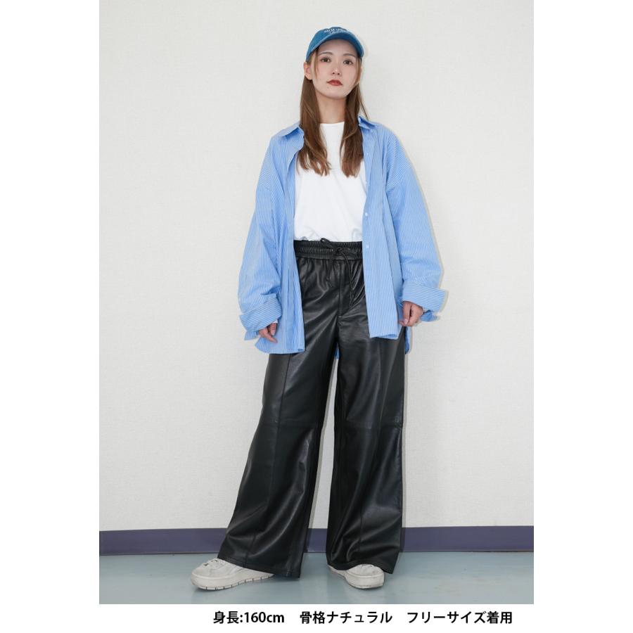 レザーパンツ 革パンツ ボトムス ワイドパンツ レディース 本革