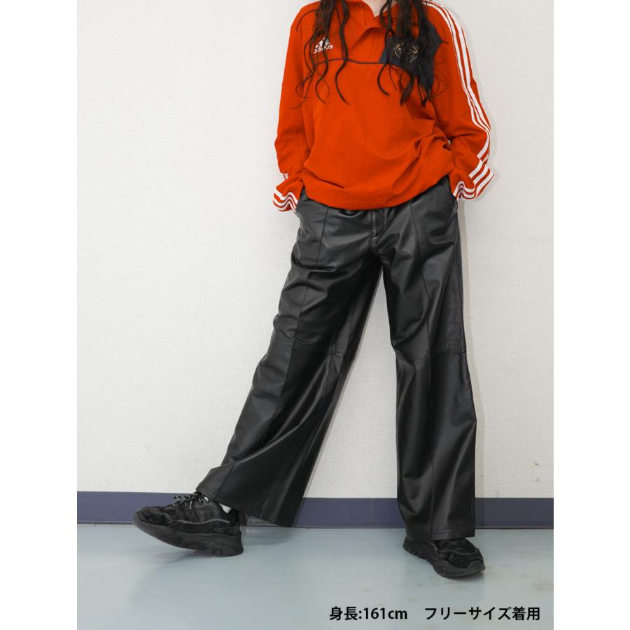 レザーパンツ 革パンツ ボトムス ワイドパンツ レディース 本革 ラムレザー フリーサイズ L1263 |  | 07