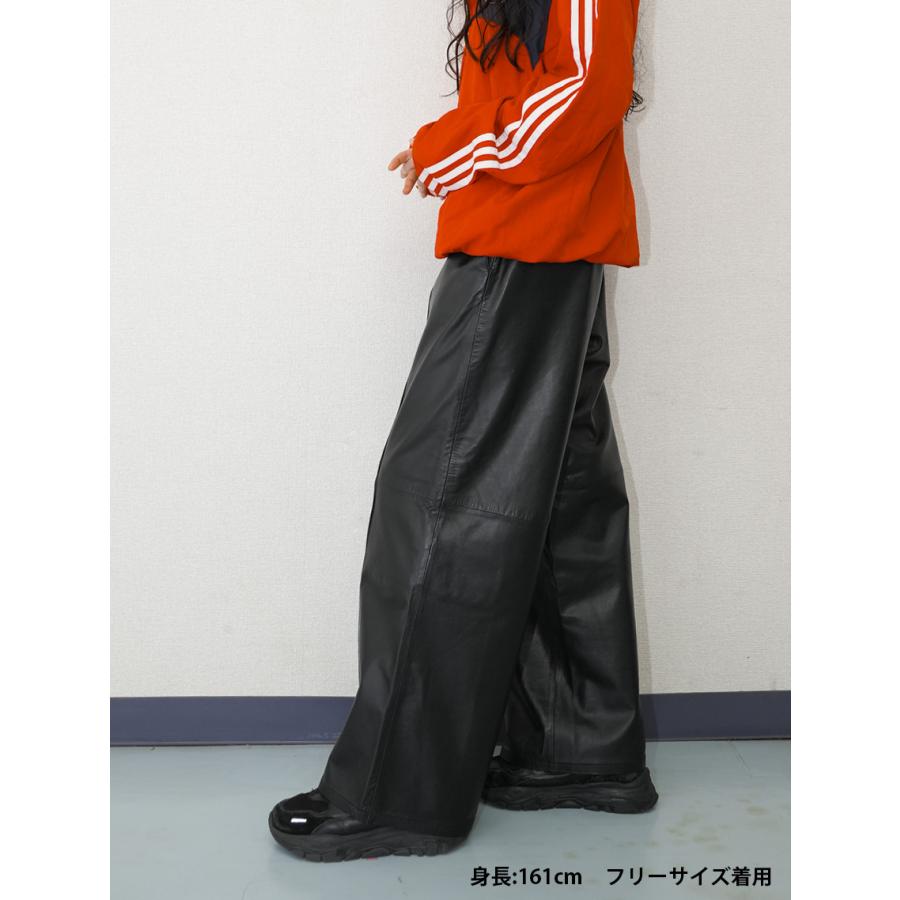 レザーパンツ 革パンツ ボトムス ワイドパンツ レディース 本革 ラムレザー フリーサイズ L1263 |  | 08
