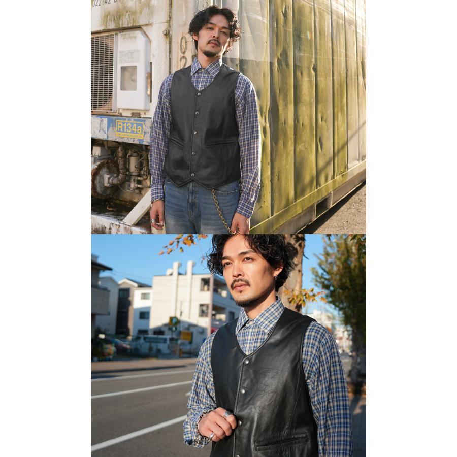 レザーベスト ベスト ジレ ドレスベスト メンズ 本革 ラムレザー ブラック M-XLサイズ L1264 |  | 04