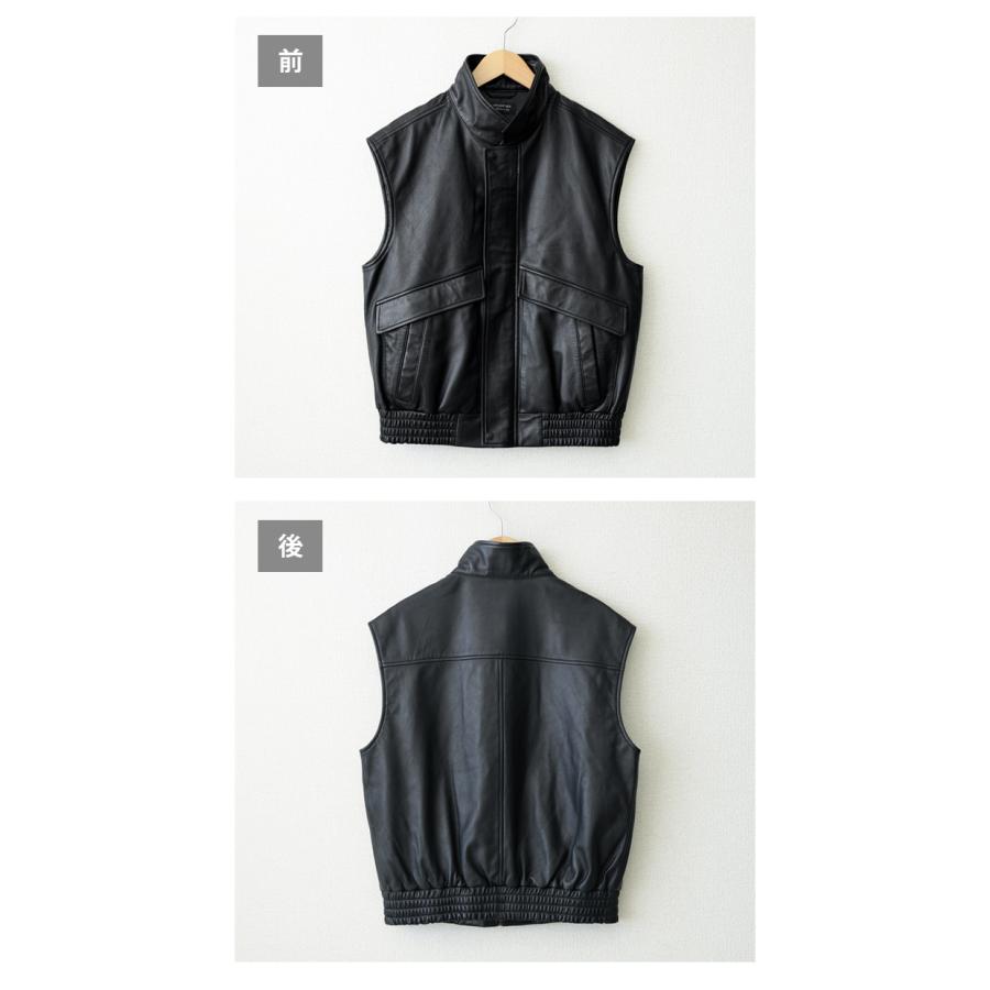 スタンドカラーベスト レザーベスト ジレ メンズ 本革 ラムレザーブラック M-XLサイズ L1265 |  | 10