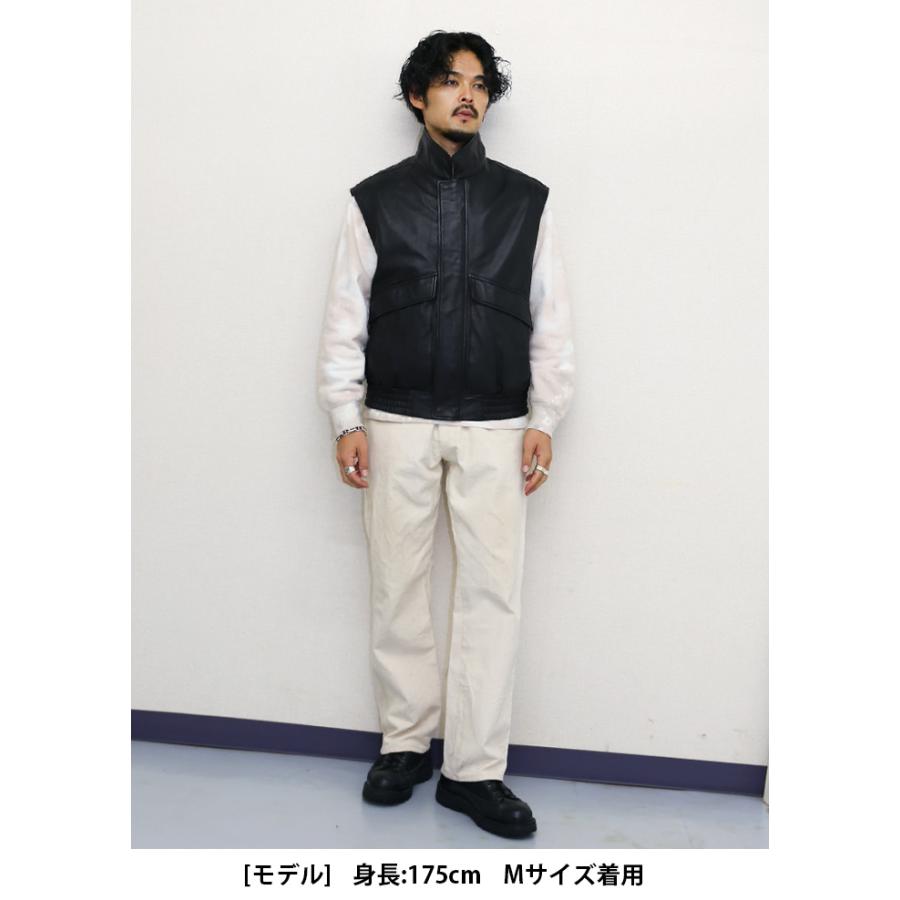 スタンドカラーベスト レザーベスト ジレ メンズ 本革 ラムレザーブラック M-XLサイズ L1265 |  | 06