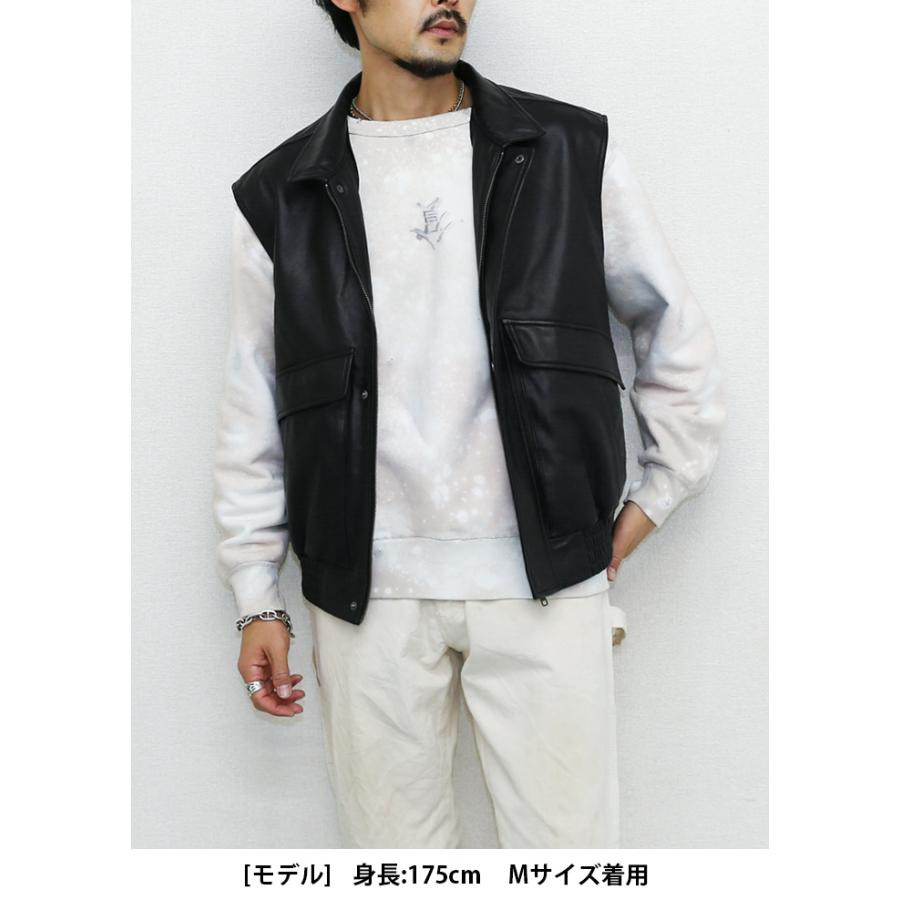 スタンドカラーベスト レザーベスト ジレ メンズ 本革 ラムレザーブラック M-XLサイズ L1265 |  | 07