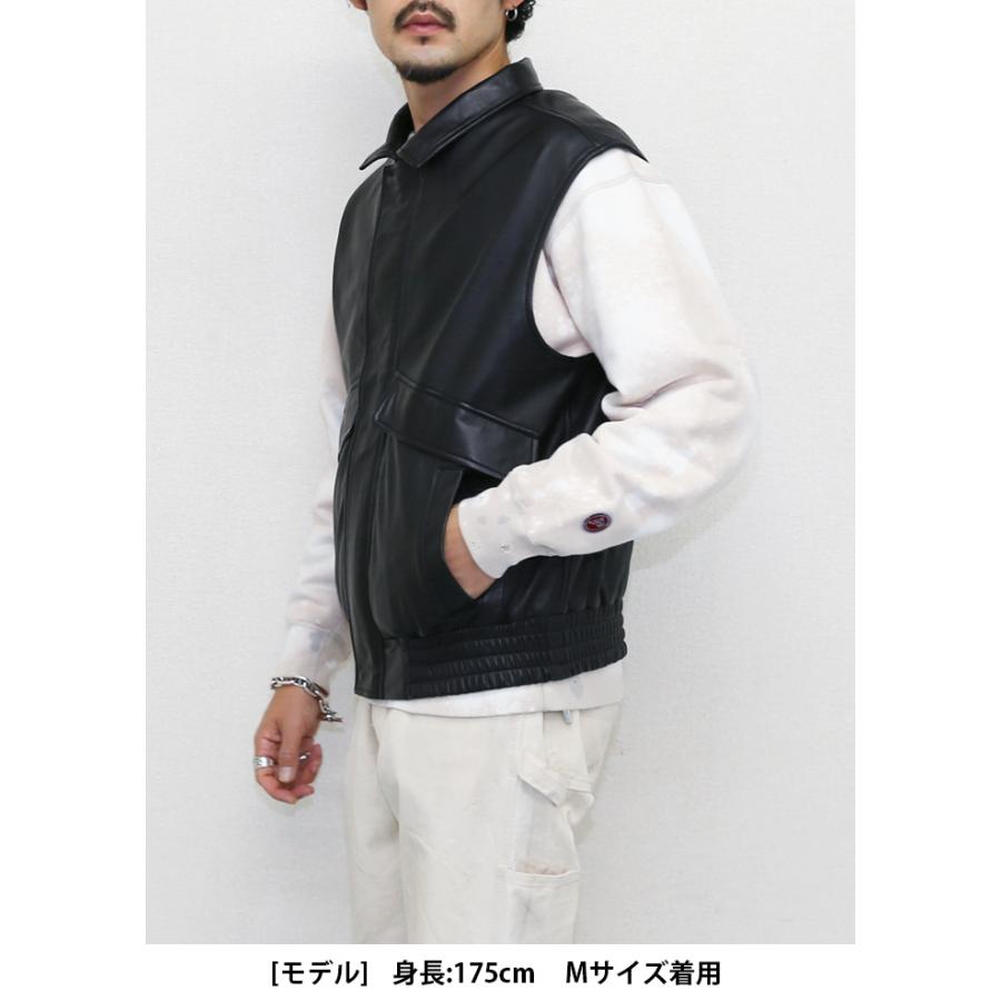 スタンドカラーベスト レザーベスト ジレ メンズ 本革 ラムレザーブラック M-XLサイズ L1265 |  | 08