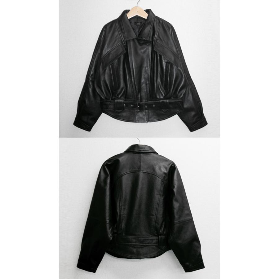 レザージャケット ブルゾン ライダース 革ジャン アウター レディース 本革 ラムレザー ブラック フリーサイズ L1287 |  | 12