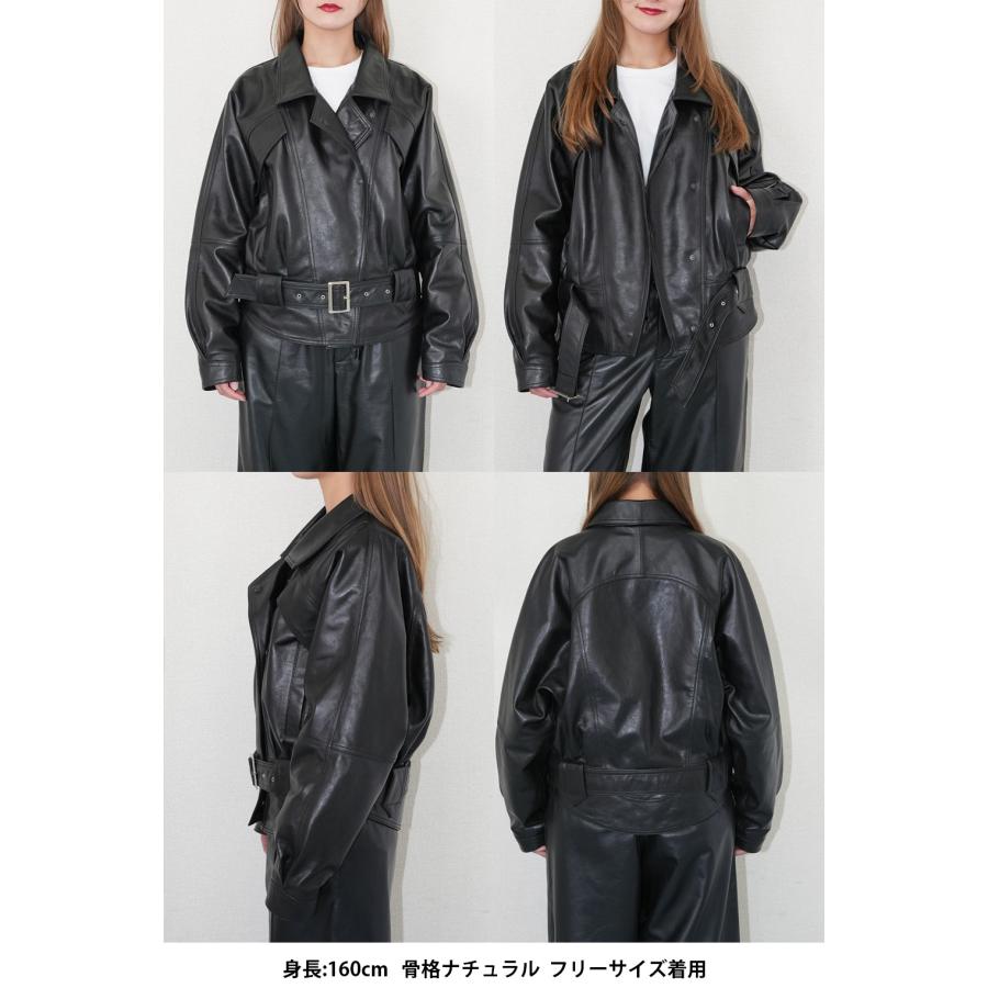 レザージャケット ブルゾン ライダース 革ジャン アウター レディース 本革 ラムレザー ブラック フリーサイズ L1287 |  | 20