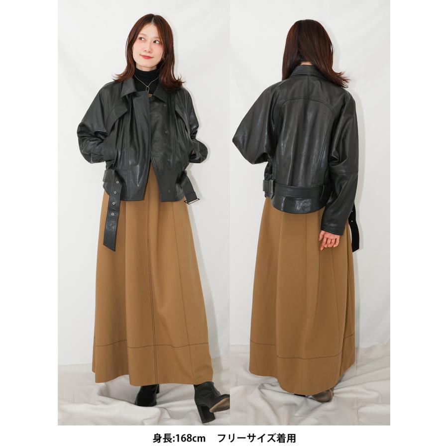 レザージャケット ブルゾン ライダース 革ジャン アウター レディース 本革 ラムレザー ブラック フリーサイズ L1287 |  | 04