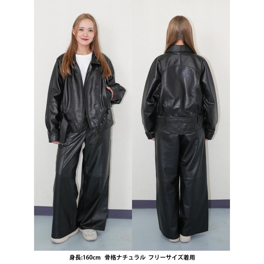 レザージャケット ブルゾン ライダース 革ジャン アウター レディース 本革 ラムレザー ブラック フリーサイズ L1287 |  | 08