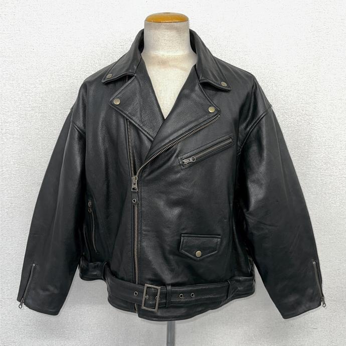 レザージャケット ライダースジャケット ダブル アウター 革ジャン 本革 牛革 カウレザー メンズ ユニセックス ブラック L1290 |  | 15