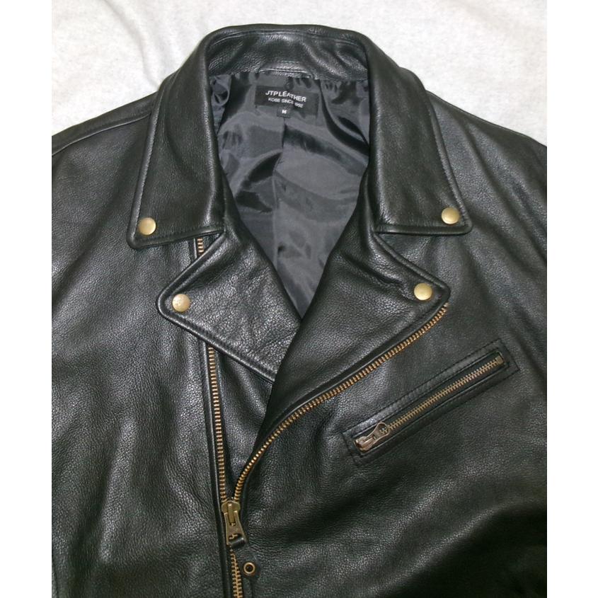 レザージャケット ライダースジャケット ダブル アウター 革ジャン 本革 牛革 カウレザー メンズ ユニセックス ブラック L1290 |  | 03