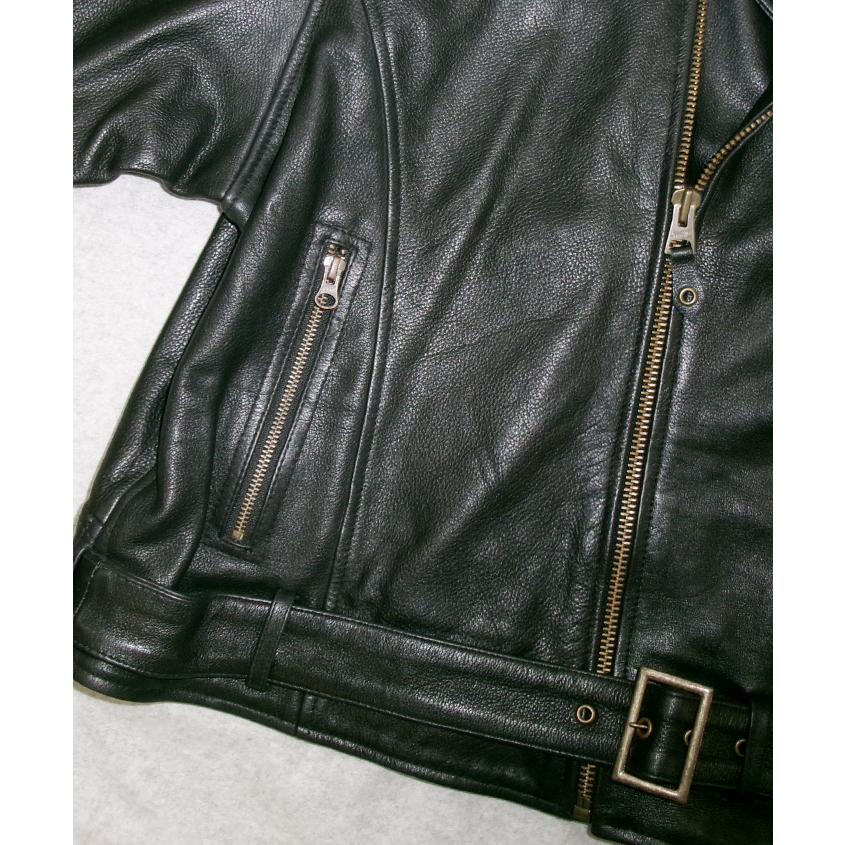 レザージャケット ライダースジャケット ダブル アウター 革ジャン 本革 牛革 カウレザー メンズ ユニセックス ブラック L1290 |  | 06