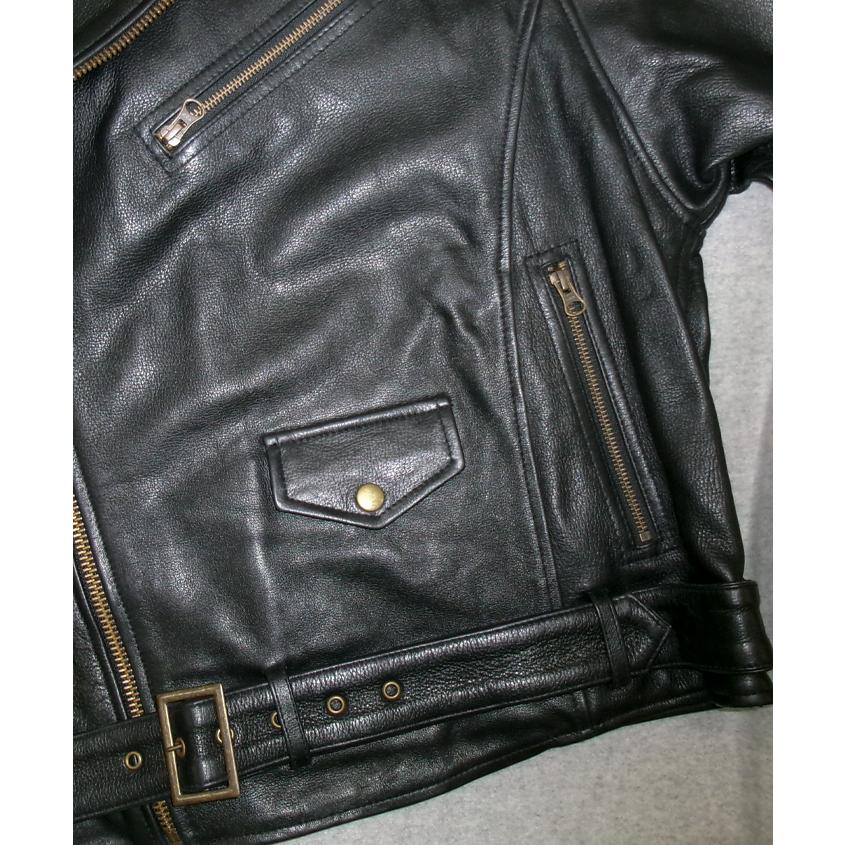 レザージャケット ライダースジャケット ダブル アウター 革ジャン 本革 牛革 カウレザー メンズ ユニセックス ブラック L1290 |  | 07