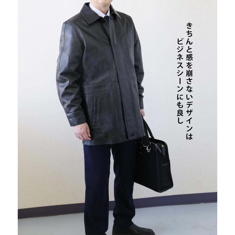 レザーコート ビジネスコート レザージャケット 革ジャン メンズ 本革 ラムレザー ビジネス ブラック L773 |  | 02