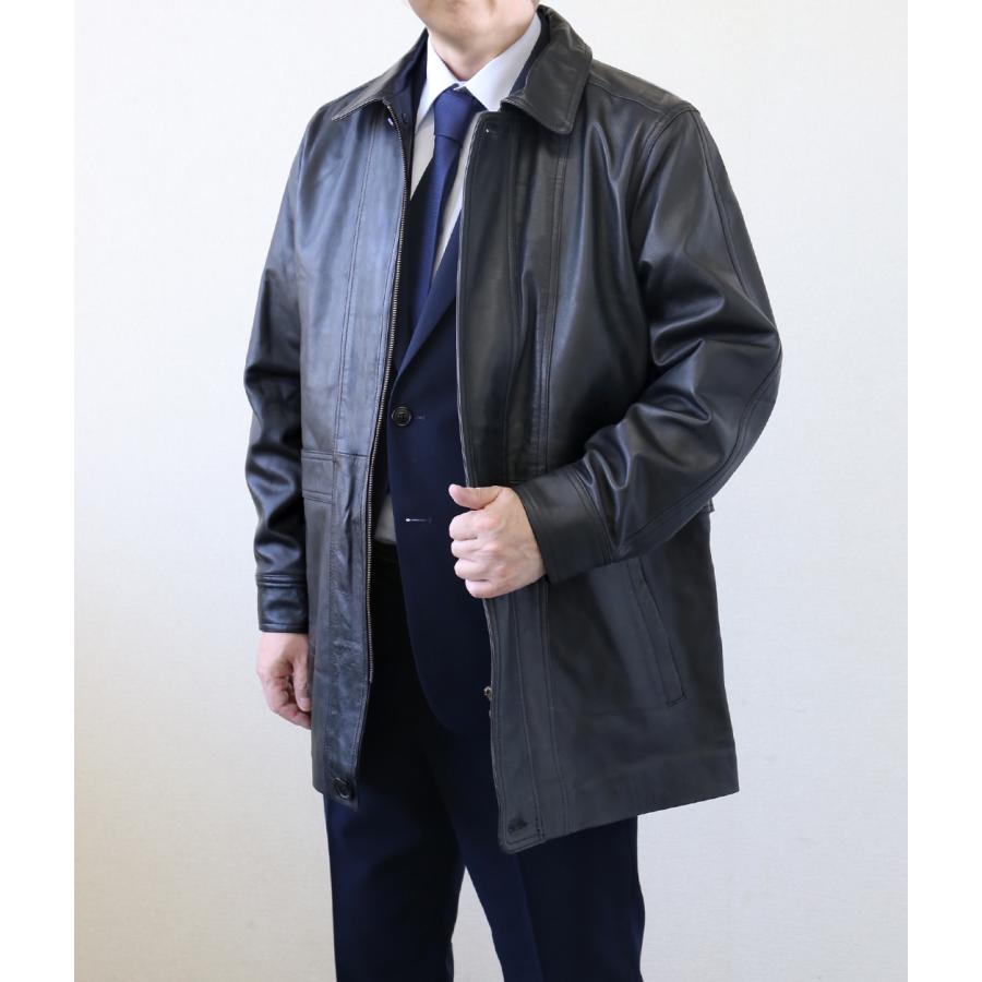 レザーコート ビジネスコート レザージャケット 革ジャン メンズ 本革 ラムレザー ビジネス ブラック L773 |  | 03