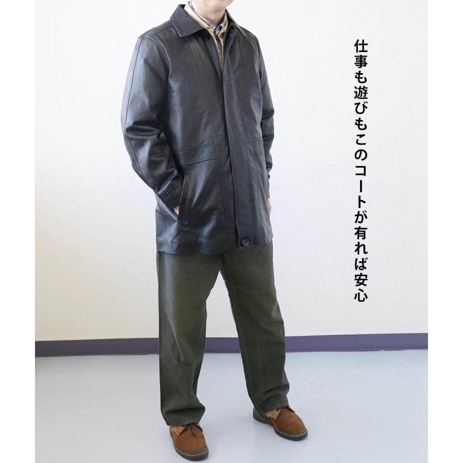 レザーコート ビジネスコート レザージャケット 革ジャン メンズ 本革 ラムレザー ビジネス ブラック L773 |  | 05