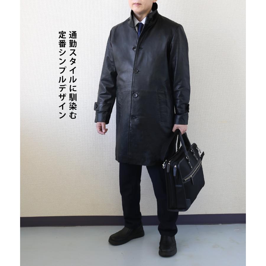 レザーコート ビジネスコート レザージャケット 革ジャン メンズ 本革 ラムレザー ビジネス ブラック L904 |  | 02