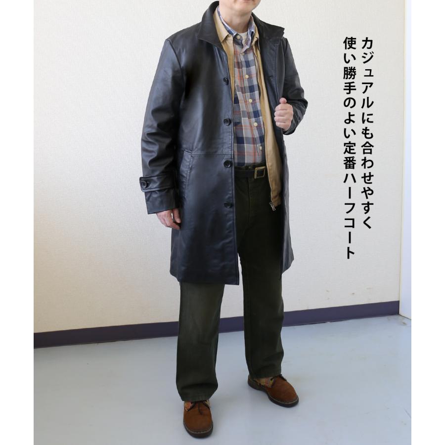 レザーコート ビジネスコート レザージャケット 革ジャン メンズ 本革 ラムレザー ビジネス ブラック L904 |  | 08