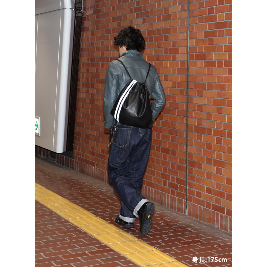 本革 ナップサック レザーバッグ ライン ラムレザー ブラック 黒 LB593 |  | 13