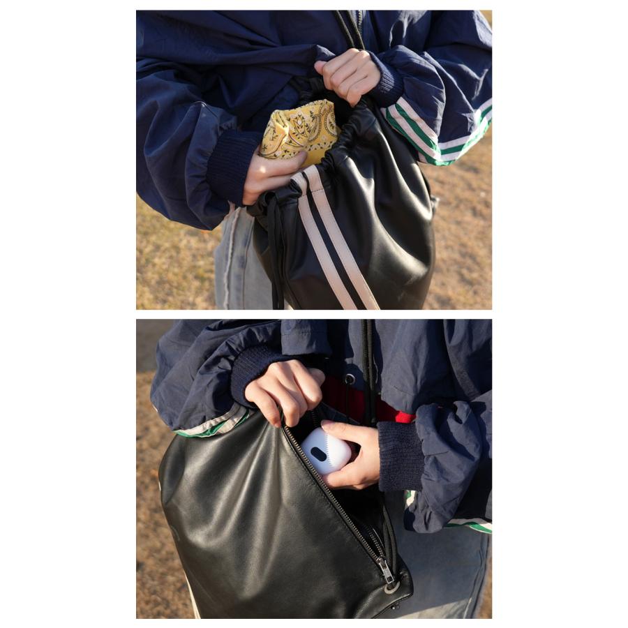 本革 ナップサック レザーバッグ ライン ラムレザー ブラック 黒 LB593 |  | 16