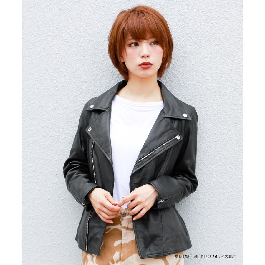 本革 ライダースジャケット レザージャケット レディース ダブル ライダース ラムレザー チャコールグレー ブラック 黒 L001 N001blk 神戸パティーナ 通販 Yahoo ショッピング