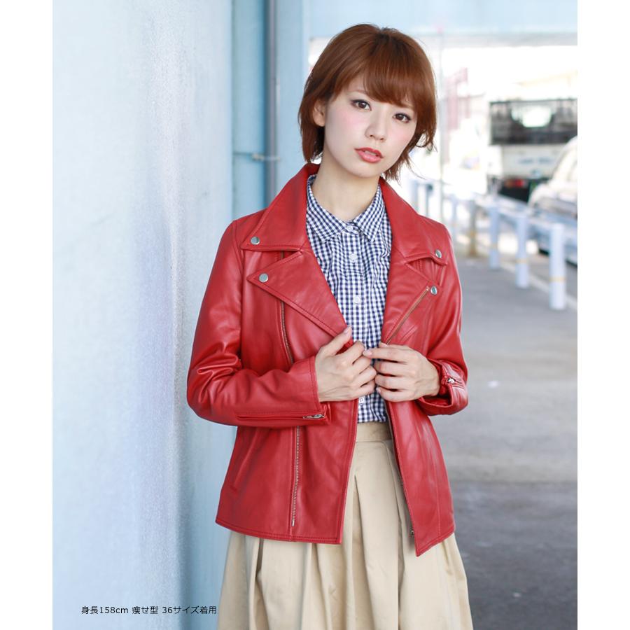 羊革 ライダースジャケット 本革 レザージャケット レディース