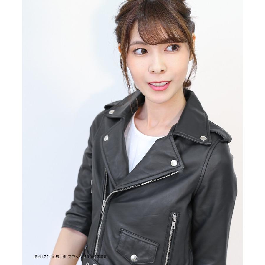 注文生産商品 お届けまで30 90日 本革 ライダース レザー ジャケット レディース 七分袖 ショート丈 革ジャン ラムレザー ピンク グレージュ ブラウン L055 N055blk 神戸パティーナ 通販 Yahoo ショッピング