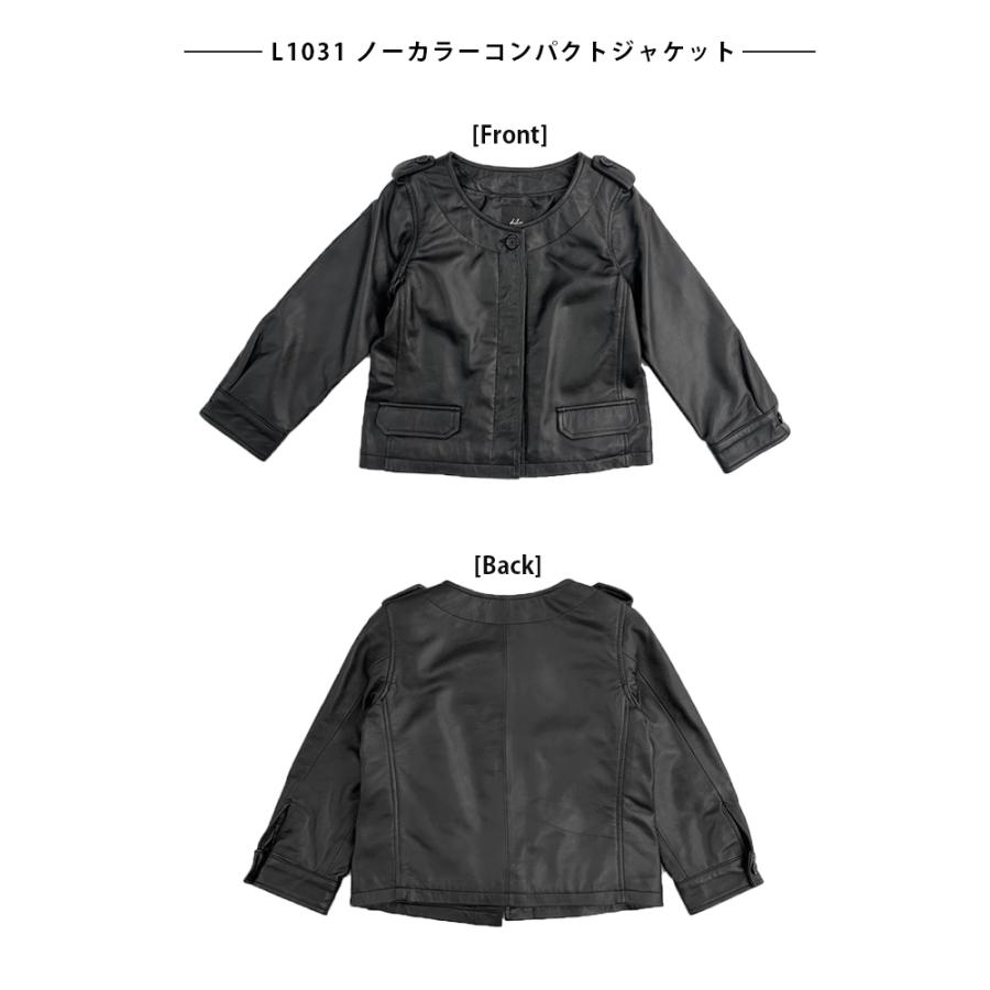 レザージャケット ノーカラー 七分袖 革ジャン レディース 秋 本革 羊
