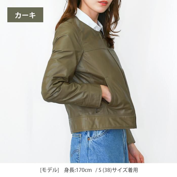 レザージャケット ノーカラー 革ジャン レディース 本革 羊革 レザージャケット ノーカラー 革ジャン レディース 本革 羊革