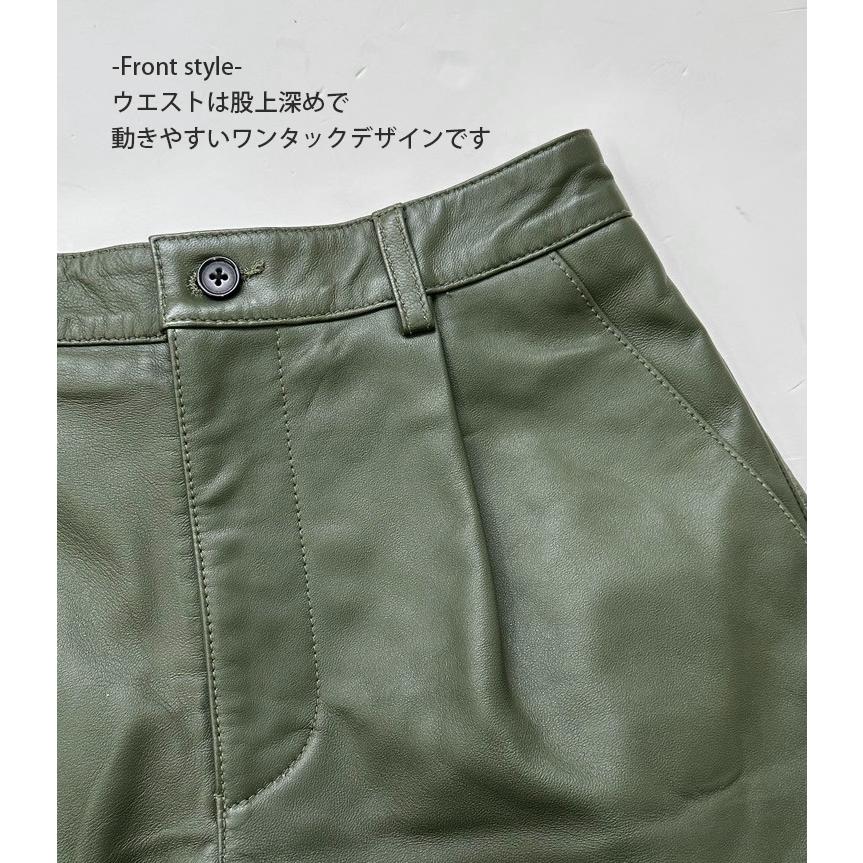 レザーパンツ 革パンツ ボトムス ショートパンツ レディース 本革 本皮 ラムレザー ブラック L860 |  | 15