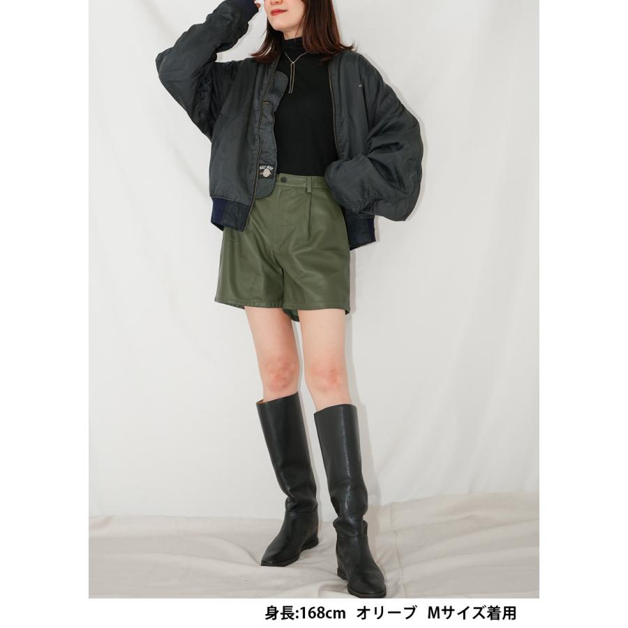 レザーパンツ 革パンツ ボトムス ショートパンツ レディース 本革 本皮 ラムレザー ブラック L860 |  | 01