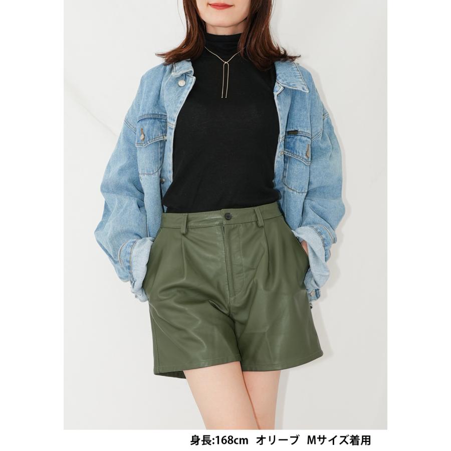 レザーパンツ 革パンツ ボトムス ショートパンツ レディース 本革 本皮 ラムレザー ブラック L860 |  | 02